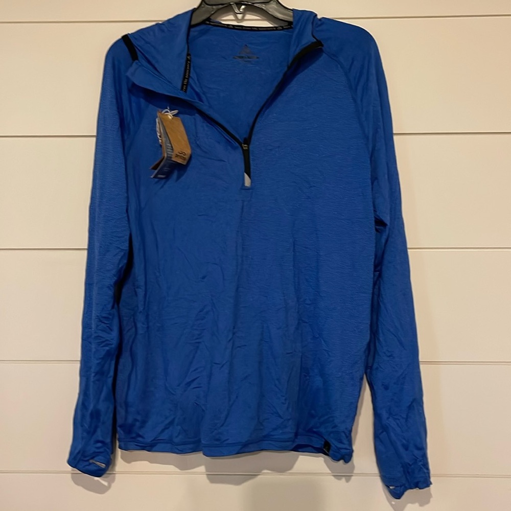 Prana medium Mens classic blue breaker hooded 1/4 zip NWt